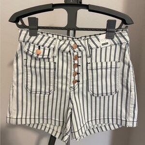 Judy Blue White and Navy Striped Women Shorts